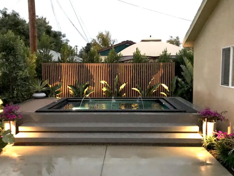 Modpool shipping container pool installed for Rebel Wilson's best friend for the tv show Property Brothers Celebrity I.O.U.
